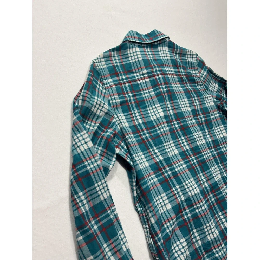 The North Face Shirt Mens Medium Green Plaid Long Sleeve Button Up Cotton Casual